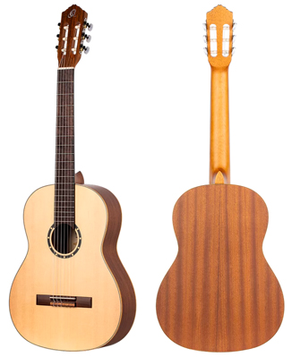 Mahogany Body and Pickup Ortega Guitars RCE141BK Family Series Pro Nylon 6-String Guitar with Spruce Top 